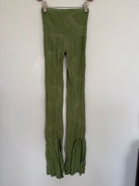 Poster Girl - Green Flared Studded Leggings